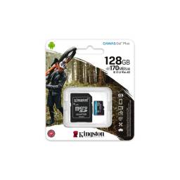 Memoria Micro SD 128GB Kingston Canvas Go Plus cadap. Class 10 170mbs U3 V30